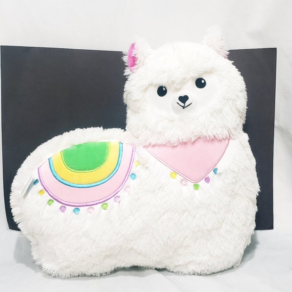 Llama Pillow Plush Stuffed Animal 15 inches White Pink Blanket 2 Scoops 2018